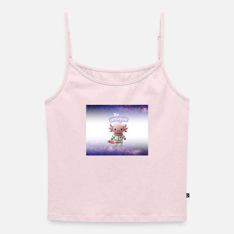 Be Unique Cuddly Astronaut - Women's Premium Organic Spaghetti Strap Top - powder pink