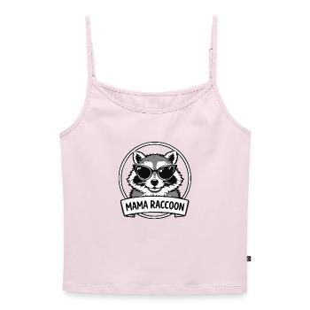 Mama Waschbär mit Sonnenbrillen Logo - Frauen Premium Organic Top mit Spaghettiträgern - Puderrosa - Vorne - Selfina (174cm)