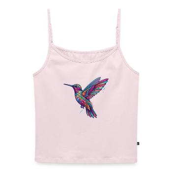 Bunter Kolibri Flügel florales Muster geometrisch - Frauen Premium Organic Top mit Spaghettiträgern - Puderrosa - Vorne - Selfina (174cm)