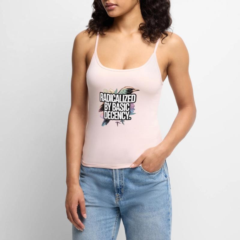 Radicalized by Basic Decency Statement Women's Premium Organic Spaghetti Strap Top