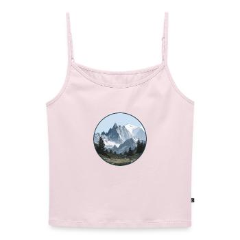 Mont Blanc paysage montagne - Top Premium femme à fines bretelles bio - rose poudré - Devant - Selfina (174cm)