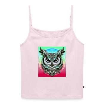 hibou - Top Premium femme à fines bretelles bio - rose poudré - Devant - Selfina (174cm)
