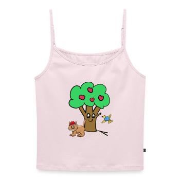 Apple Tree Cat Bird Kids Garden Nature - Women's Premium Organic Spaghetti Strap Top - powder pink - Front - Selfina (174cm)