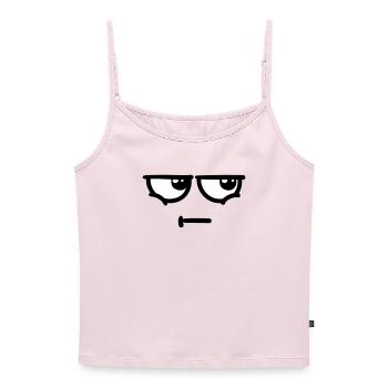 Not Amused - Frauen Premium Organic Top mit Spaghettiträgern - Puderrosa - Vorne - Selfina (174cm)