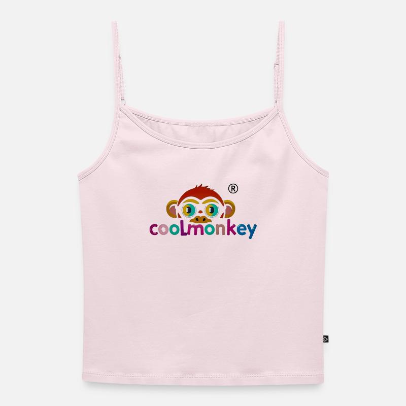 Colorful Monkey Logo Playful - Women's Premium Organic Spaghetti Strap Top - powder pink