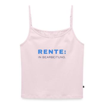 Pension : En cours – Büro Humor - Top Premium femme à fines bretelles bio - rose poudré - Devant - Selfina (174cm)