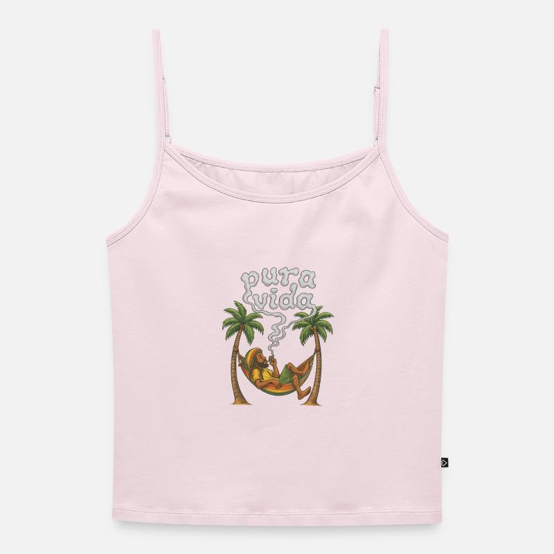 Pura Vida relaxed rest in hammock - Women's Premium Organic Spaghetti Strap Top - powder pink