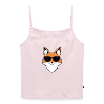 Renard avec lunettes de soleil - Top Premium femme à fines bretelles bio - rose poudré - Devant - Selfina (174cm)