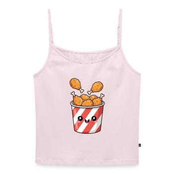 Kawaii Fried Chicken Bucket - Women's Premium Organic Spaghetti Strap Top - powder pink - Front - Selfina (174cm)
