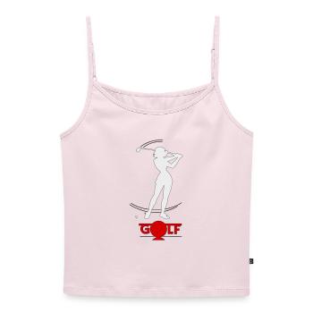 Retro-Golfer - Frauen Premium Organic Top mit Spaghettiträgern - Puderrosa - Vorne - Selfina (174cm)
