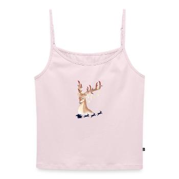 Lichter Hirsch im Winterwald - Frauen Premium Organic Top mit Spaghettiträgern - Puderrosa - Vorne - Selfina (174cm)