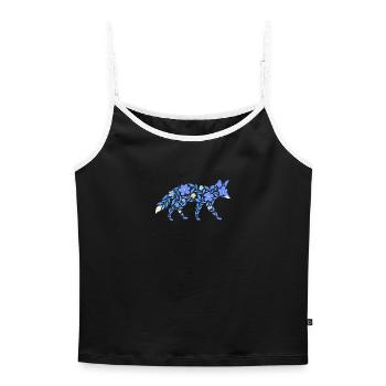 Nordic Floral - Heller Blaufuchs - Frauen Premium Organic Top mit Spaghettiträgern - Schwarz/Weiß  - Vorne - AI Model Female 172 light (172cm)