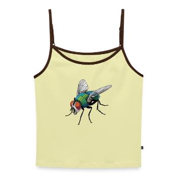 Fly - Cooles Low-Poly-Logo - Frauen Premium Organic Top mit Spaghettiträgern - Buttergelb/Dunkelbraun - Vorne - AI Model Female 172 dark (172cm)