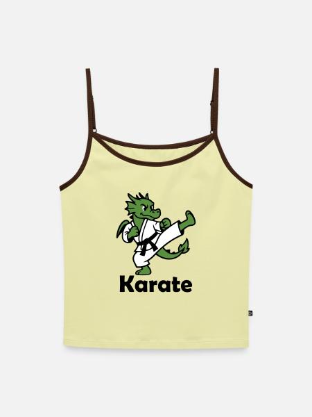 Karate Drache - Frauen Premium Organic Top mit Spaghettiträgern - Buttergelb/Dunkelbraun