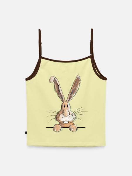 Lustiger Hase - Frauen Premium Organic Top mit Spaghettiträgern - Buttergelb/Dunkelbraun