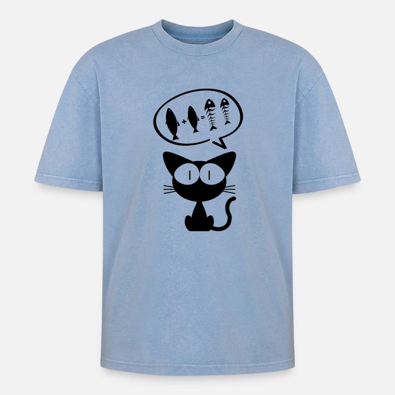 Katze, Comedy-Katze, Katzenbesitzer - Oversized Unisex Premium Acid-Washed T-Shirt - Blau Acid Wash