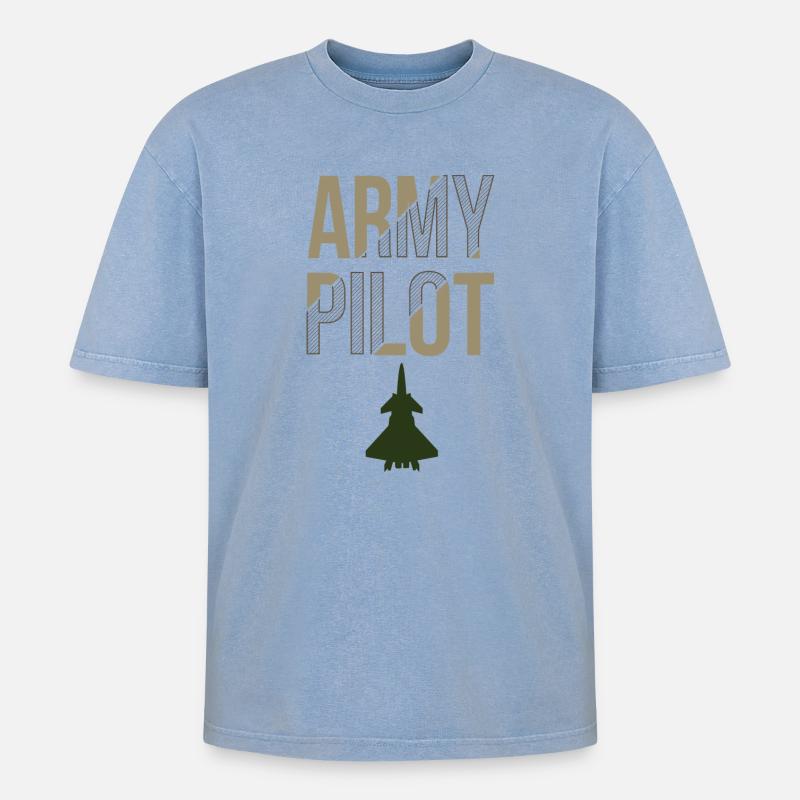 Armee Pilot - Oversized Unisex Premium Acid-Washed T-Shirt - Blau Acid Wash