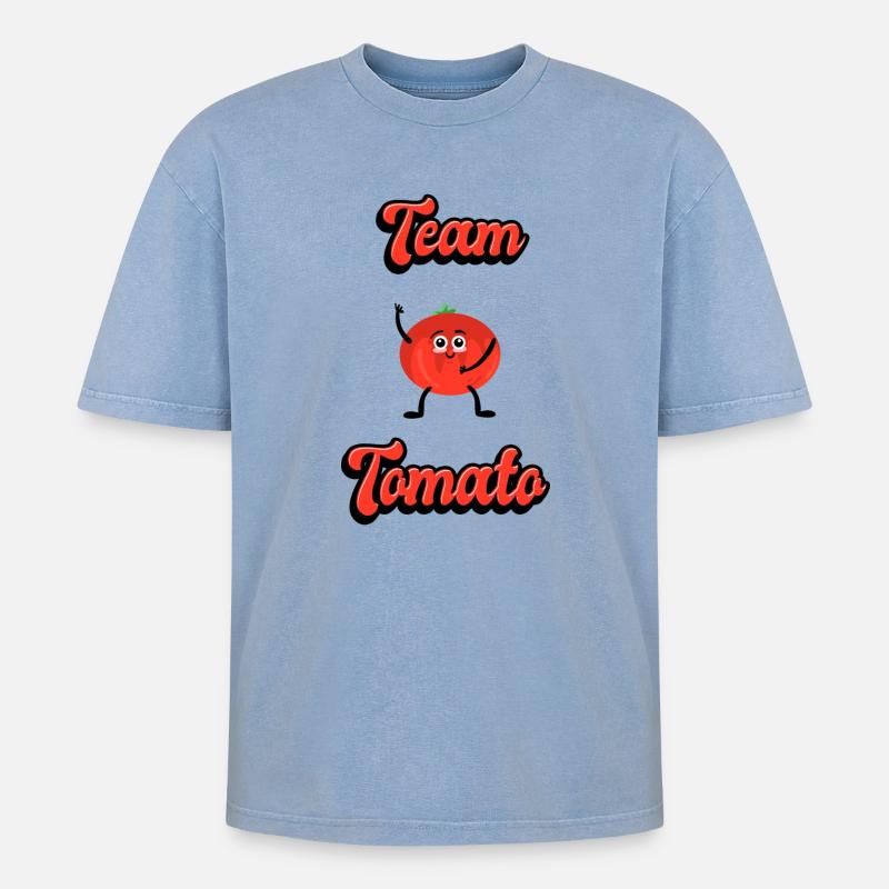 Team Tomato - Oversized Unisex Premium Acid-Washed T-Shirt - acid washed blue