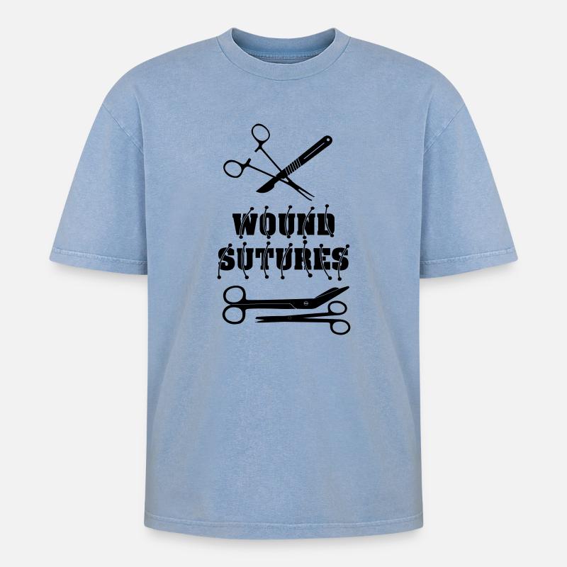 Sutures de plaies - T-shirt Premium unisexe oversize acid-washed - bleu délavé acide