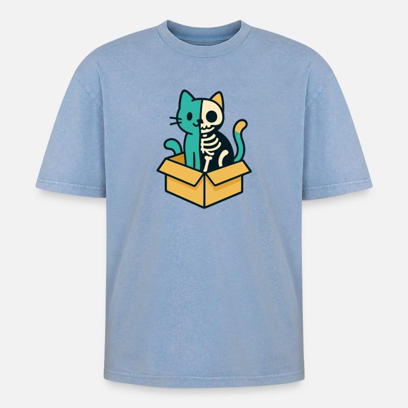 Le chat de Schrödinger - Conception physique - T-shirt Premium unisexe oversize acid-washed - bleu délavé acide