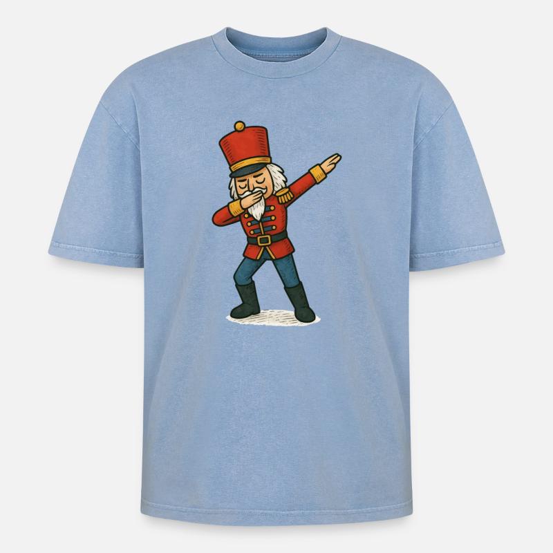 Nutcracker Dabbing Dance - Oversized Unisex Premium Acid-Washed T-Shirt - acid washed blue