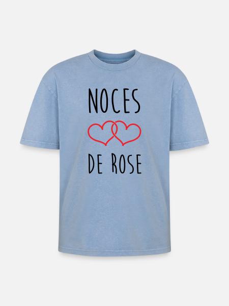 Rose Wedding 17 Years of Marriage - Oversized Unisex Premium Acid-Washed T-Shirt - acid washed blue