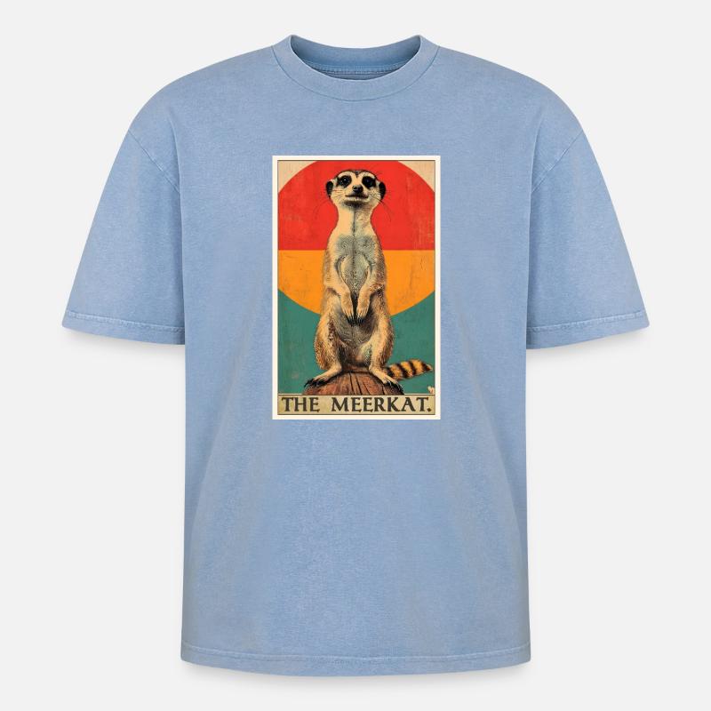 Suricate Erdmännchen - T-shirt Premium unisexe oversize acid-washed - bleu délavé acide
