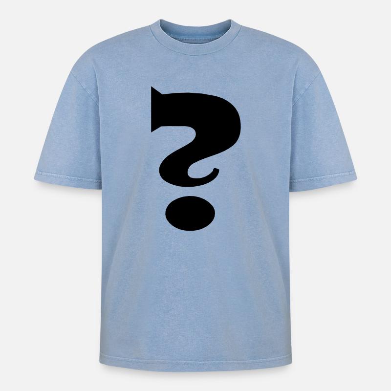 Fragezeichen - Oversized Unisex Premium Acid-Washed T-Shirt - Blau Acid Wash