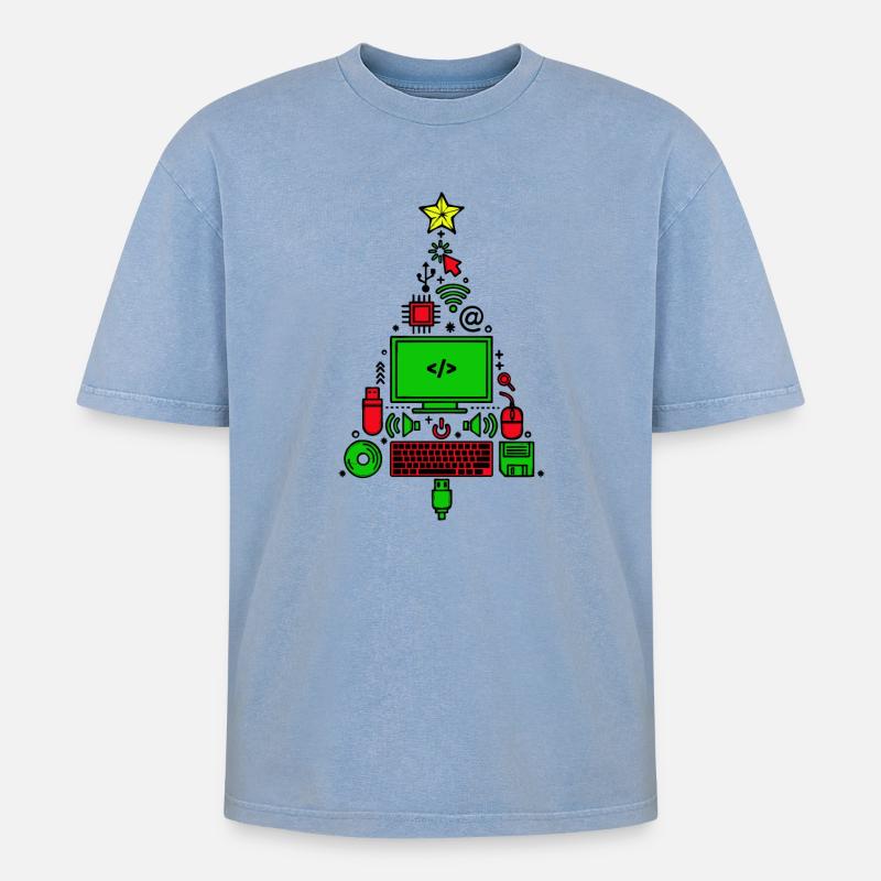Code Computer Code Debug Skripting Programmierer - Oversized Unisex Premium Acid-Washed T-Shirt - Blau Acid Wash