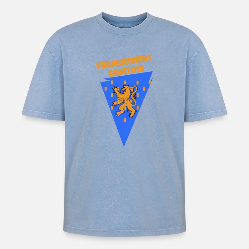 Franchement comtois - T-shirt Premium unisexe oversize acid-washed - bleu délavé acide