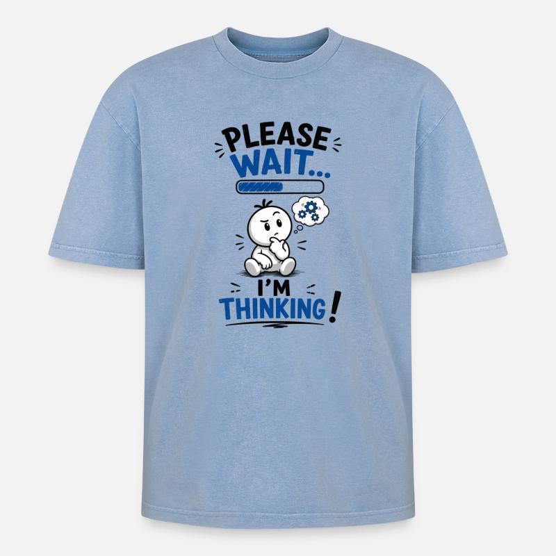 Wait... Loading reflection - Oversized Unisex Premium Acid-Washed T-Shirt - acid washed blue