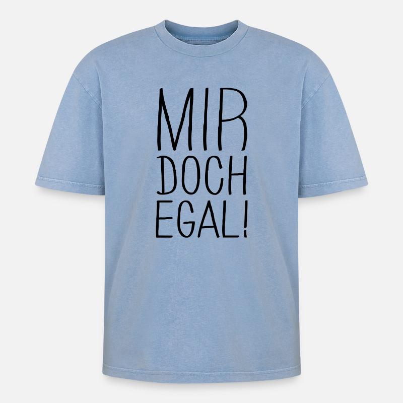mir doch egal - Oversized Unisex Premium Acid-Washed T-Shirt - Blau Acid Wash