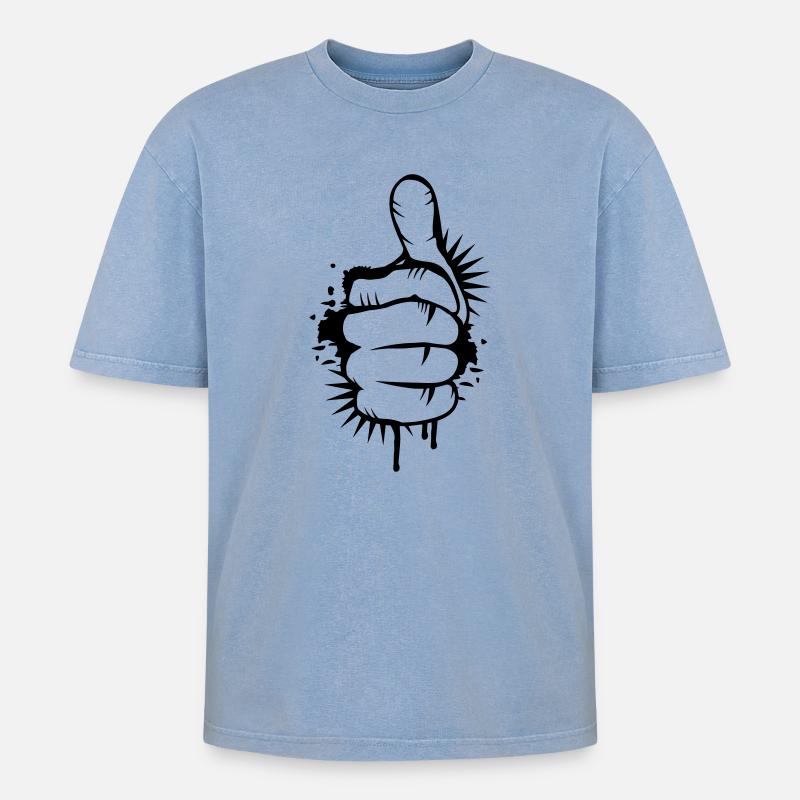 un graffiti de pouce - T-shirt Premium unisexe oversize acid-washed - bleu délavé acide