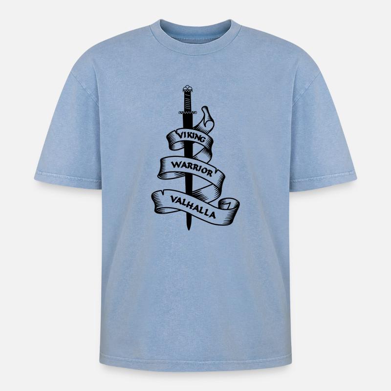 Wikingerflagge Banner - Oversized Unisex Premium Acid-Washed T-Shirt - Blau Acid Wash