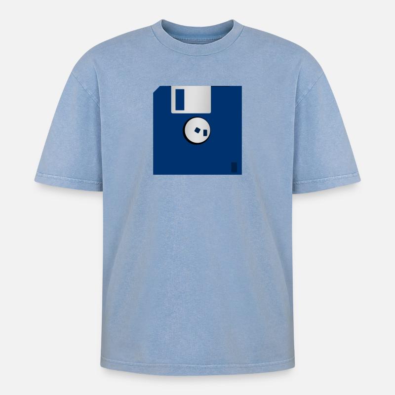 Diskette - Oversized Unisex Premium Acid-Washed T-Shirt - Blau Acid Wash