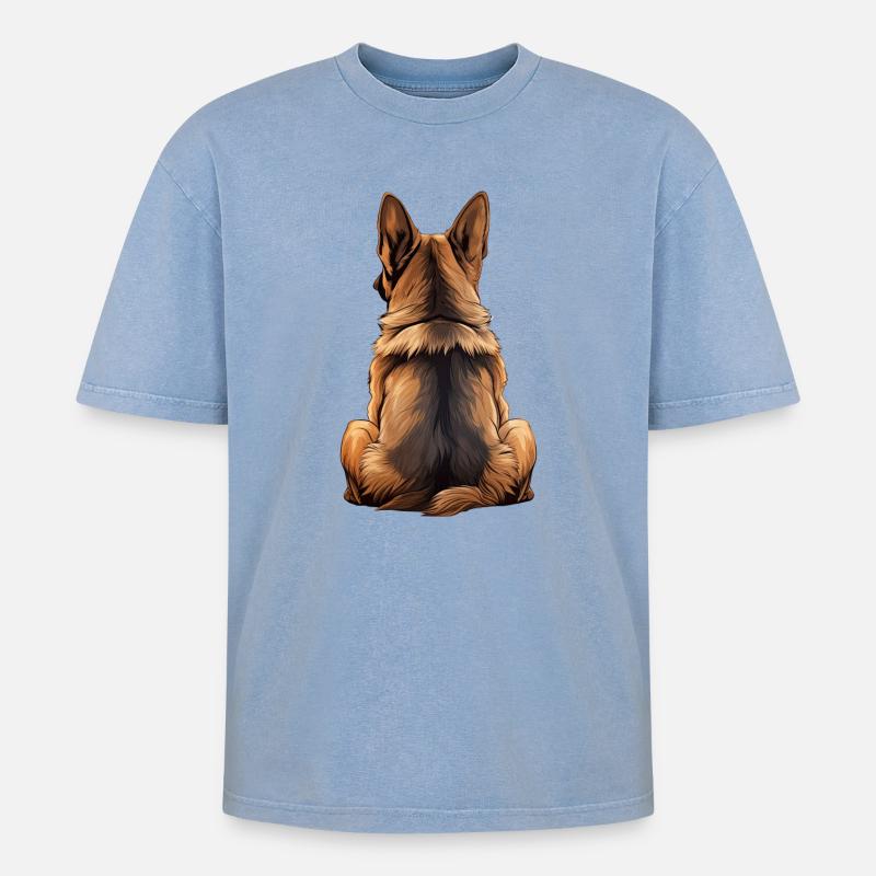 Deutscher Schäferhund - Oversized Unisex Premium Acid-Washed T-Shirt - Blau Acid Wash