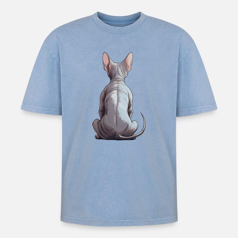 Sphynx - Oversized Unisex Premium Acid-Washed T-Shirt - Blau Acid Wash