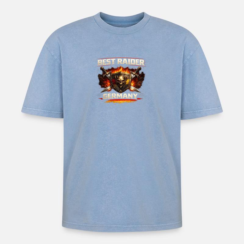 Bester Raider Deutschland - Oversized Unisex Premium Acid-Washed T-Shirt - Blau Acid Wash