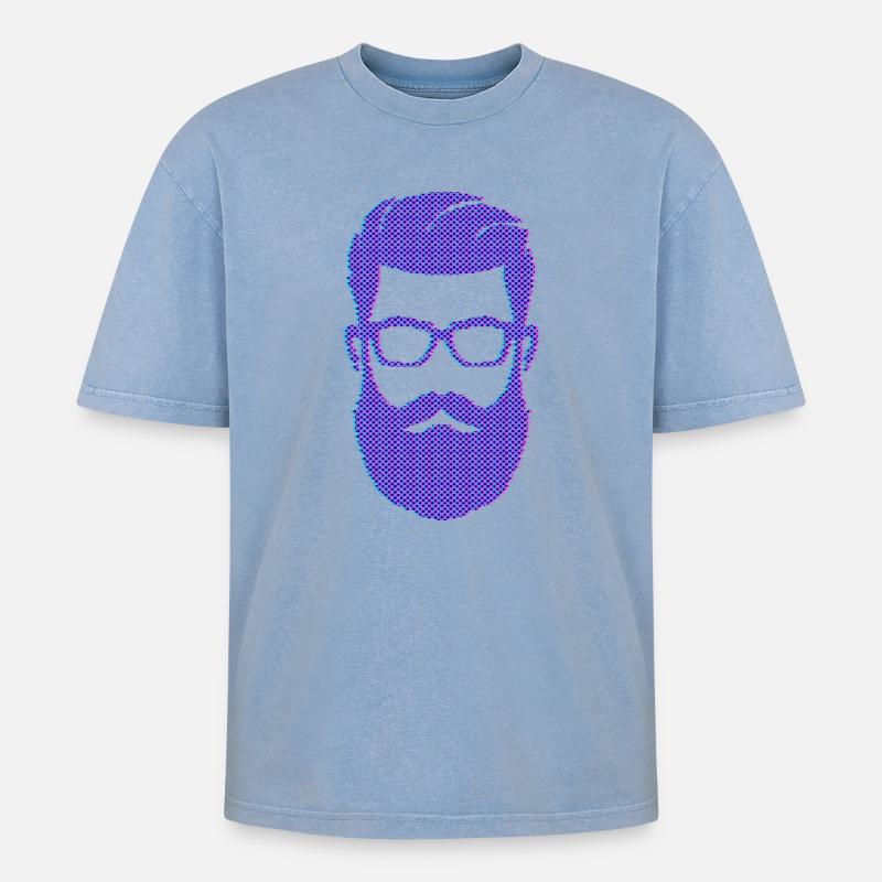 Bartträger Männlichkeit Schnurrbart Bart - Oversized Unisex Premium Acid-Washed T-Shirt - Blau Acid Wash