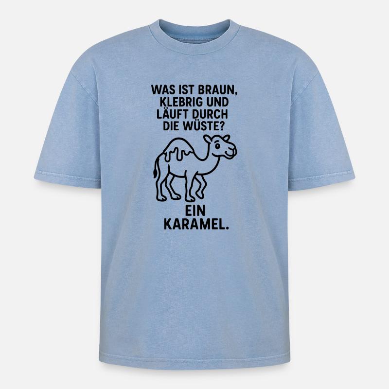 karamel karamell kamel wüste kinder witz - Oversized Unisex Premium Acid-Washed T-Shirt - Blau Acid Wash