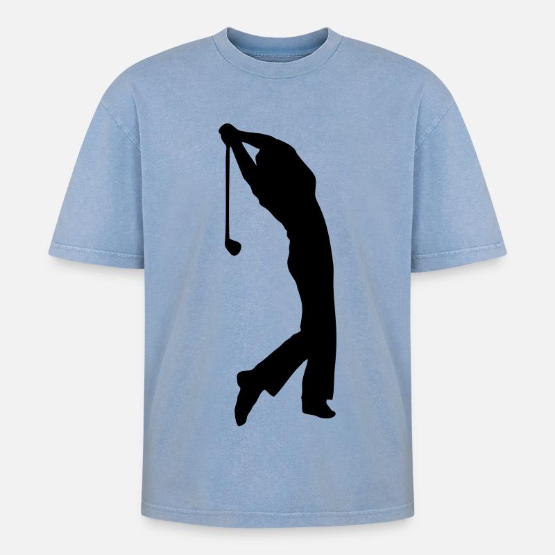 Golfer - Oversized Unisex Premium Acid-Washed T-Shirt - Blau Acid Wash