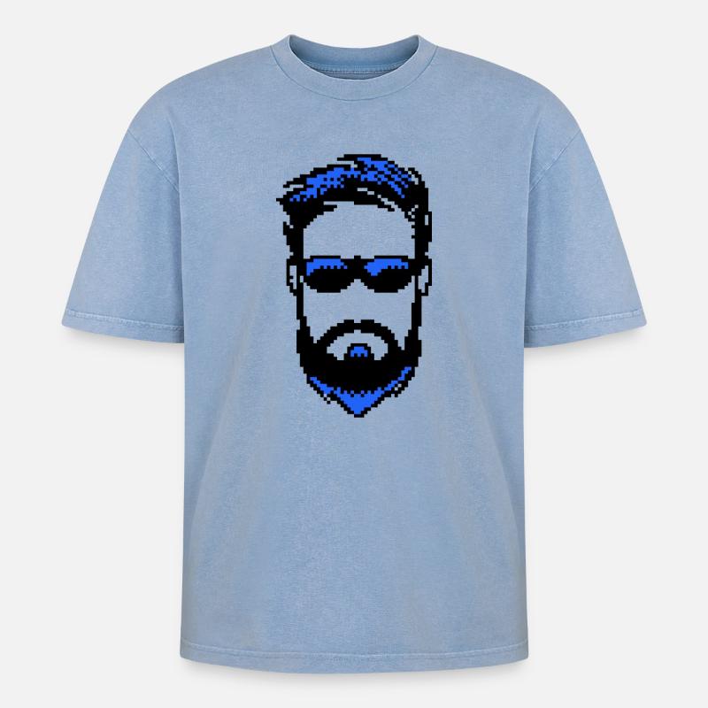 Bartträger Männlichkeit Bart ziegenbart - Oversized Unisex Premium Acid-Washed T-Shirt - Blau Acid Wash