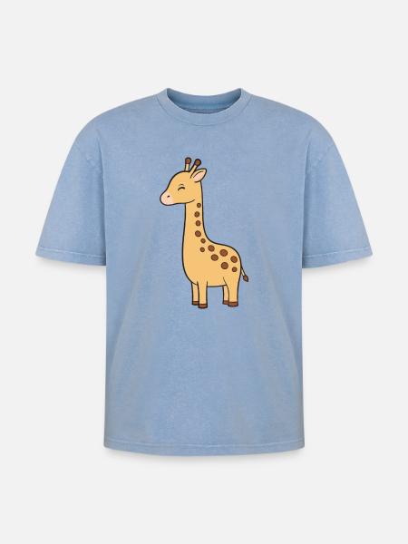 Girafe - T-shirt Premium unisexe oversize acid-washed - bleu délavé acide