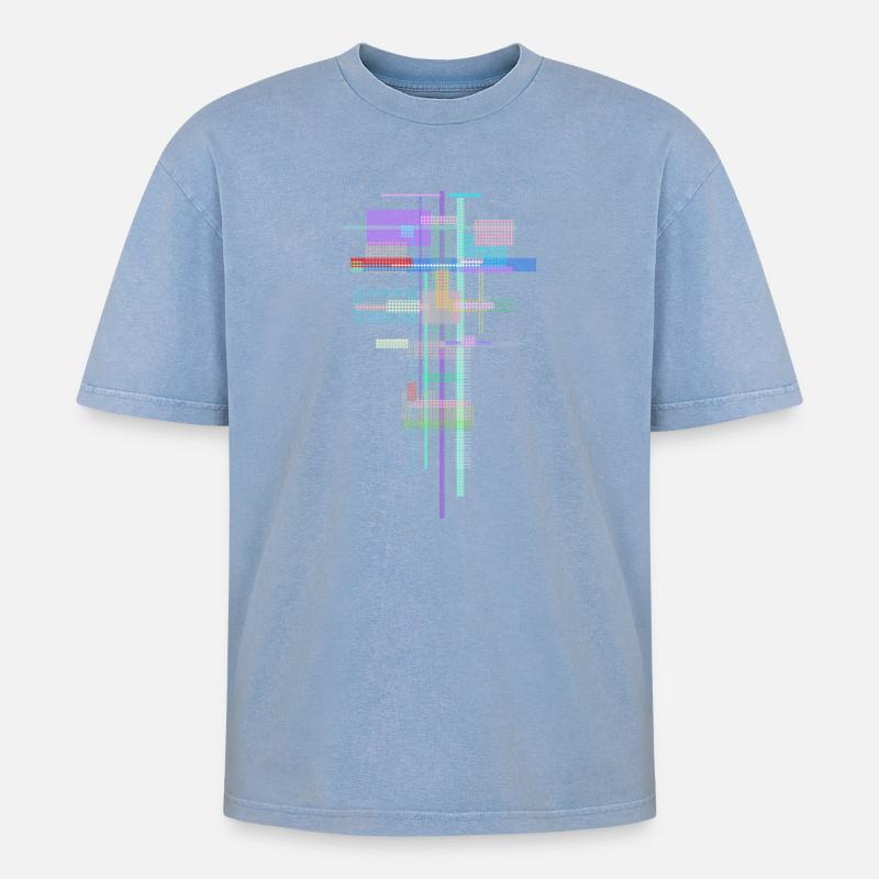 Motif Abstrait - Architecture de l’espace - T-shirt Premium unisexe oversize acid-washed - bleu délavé acide