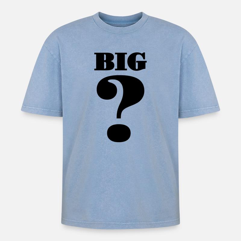 Großes Fragezeichen - Oversized Unisex Premium Acid-Washed T-Shirt - Blau Acid Wash
