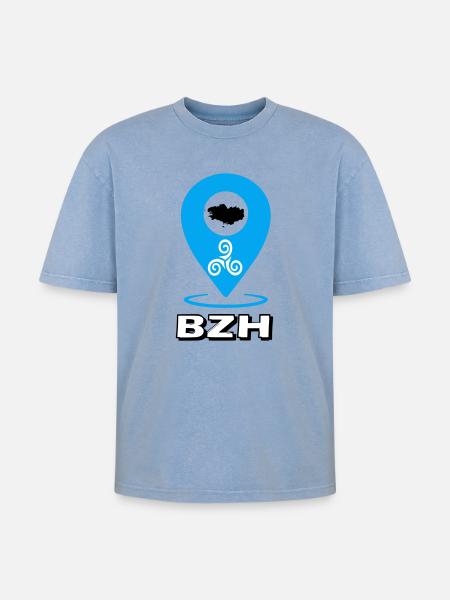 Triskel Breizh Blue - Oversized Unisex Premium Acid-Washed T-Shirt - acid washed blue
