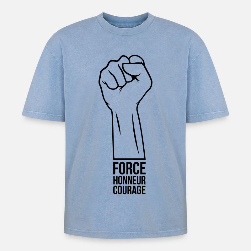 Force Honneur Courage - T-shirt Premium unisexe oversize acid-washed - bleu délavé acide