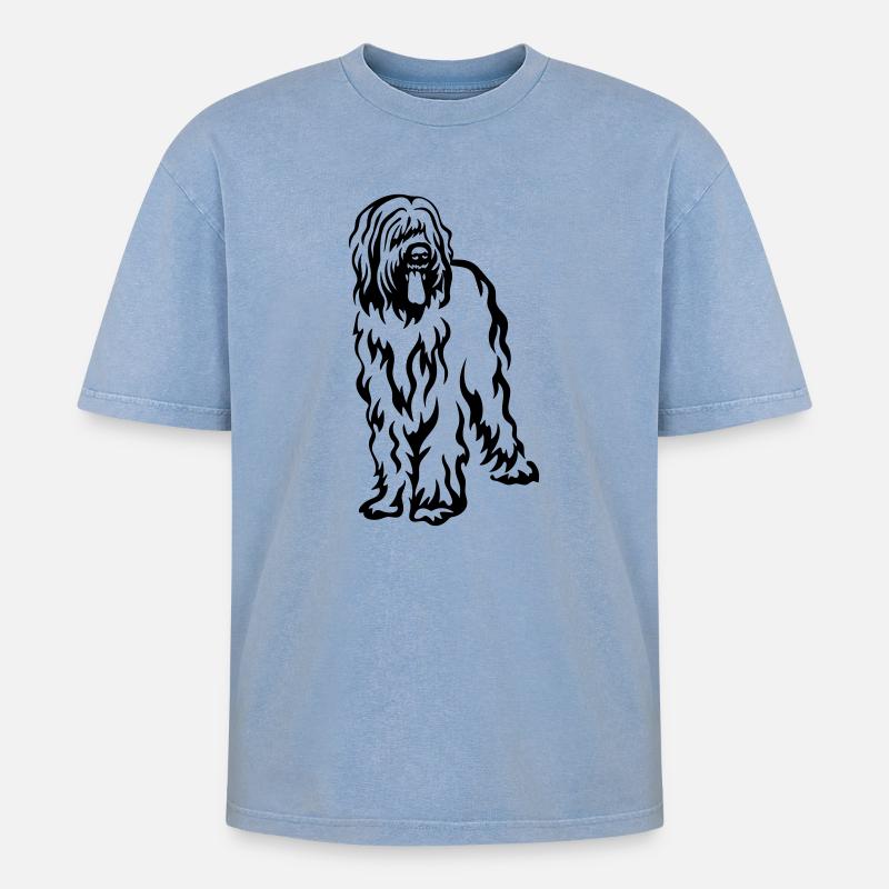 Briard - Oversized Unisex Premium Acid-Washed T-Shirt - Blau Acid Wash