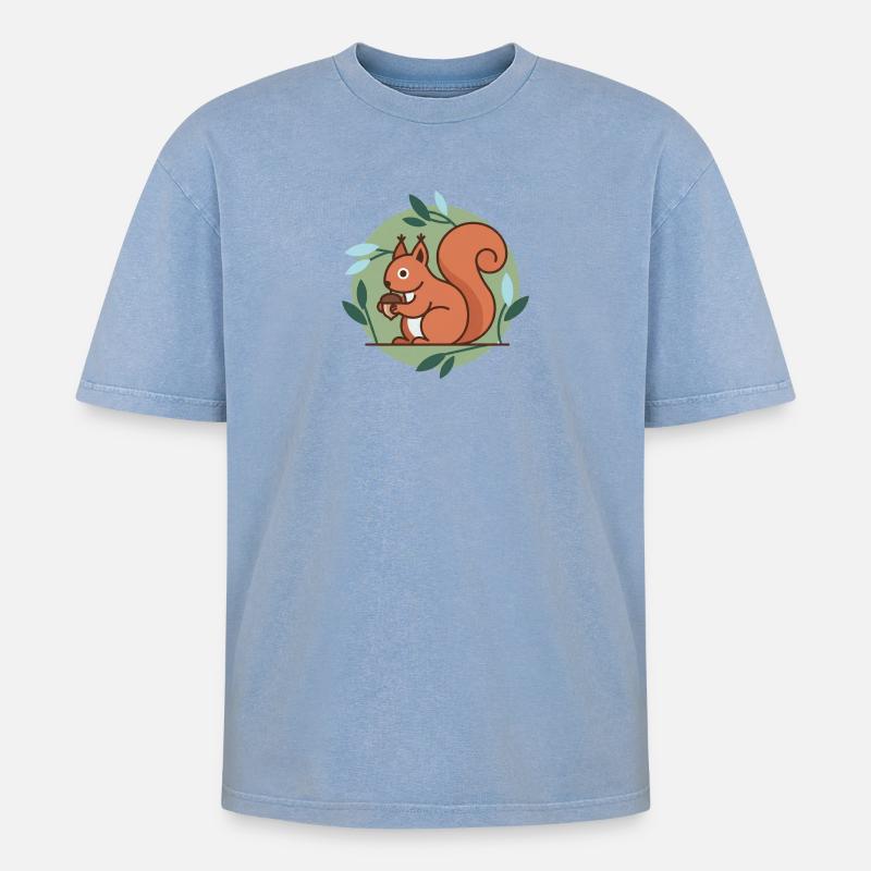 Eichhörnchen - Oversized Unisex Premium Acid-Washed T-Shirt - Blau Acid Wash