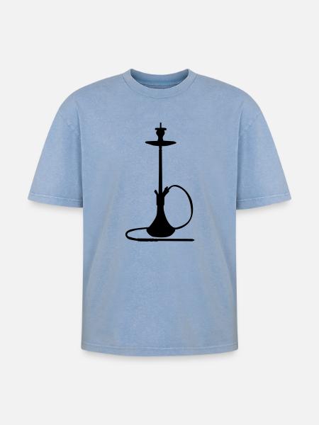 Shisha Silhouette - Oversized Unisex Premium Acid-Washed T-Shirt - acid washed blue